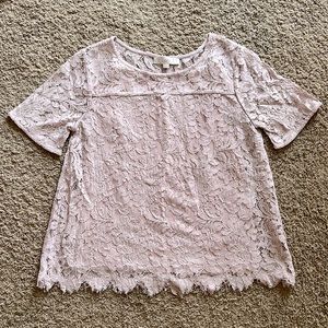 LOFT Lace Short Sleeve Top with Cami